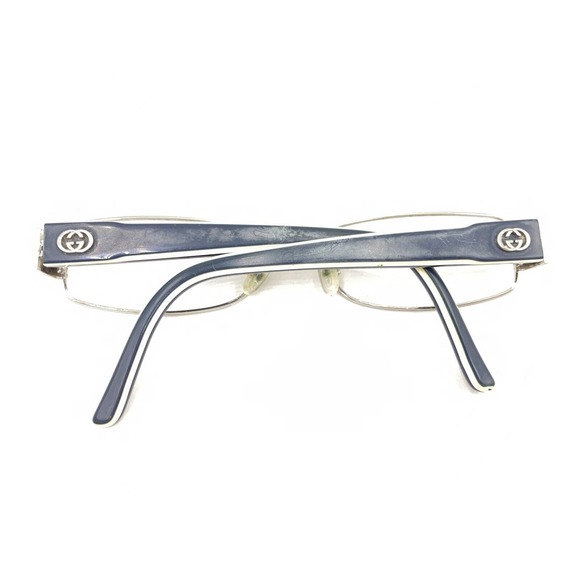 Gucci Gunmetal Silver Navy Blue Rectangle Eyeglasses Frames 135 Italy Men Women - Picture 11 of 12